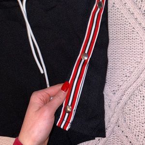 RED STRIPE/ BUTTON ROMPER
